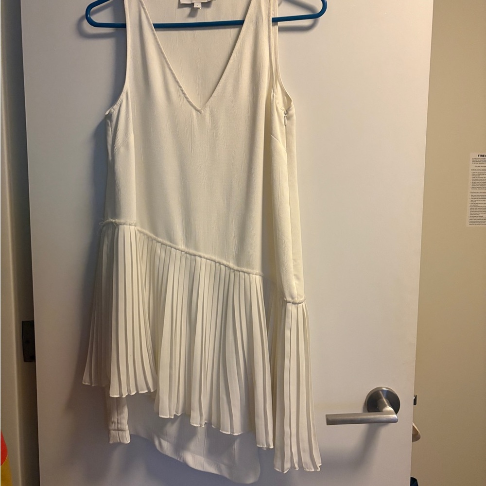 10 Crosby Derek Lam Ivory Cream Pleated Mini Dress